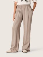 Women's pants in gray wool blend with pinstripe motif and elasticated waist - Image 5