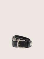 Black Trinidad belt in washed leather with studs