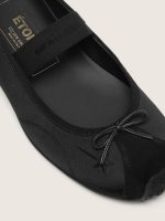 ��toile ballet flats in black satin with black embroidered star and elastic strap - Image 6