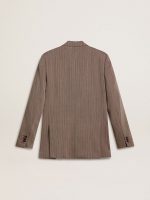 Men's beige chevron wool blend double-breasted blazer - Image 7