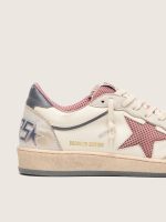 Women's Ball Star LTD in beige leather with pink mesh star and blue leather heel tab - Image 5