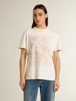 Women's white T-shirt with floral print - Image 2
