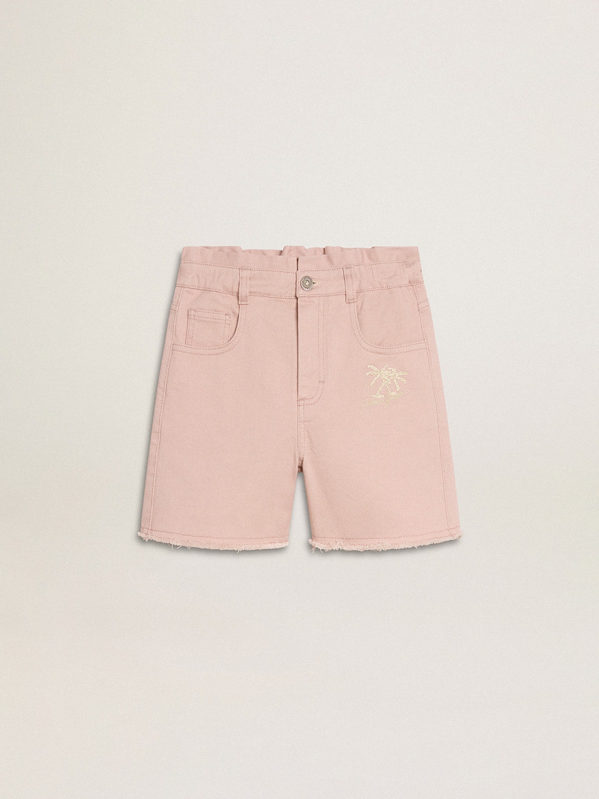 f66c98dd71599dcdf8ff90ff5aa50477defa948cbf8b4ea4778c519dccf5dc62 Girls' pink cotton shorts with embroidery - Image 1