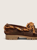 Women's Cruise loafers in brown waxed suede with dove gray hiking laces - Image 5
