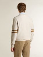 Men's white cotton sweatshirt with front print - Image 4