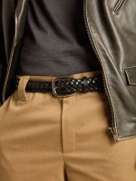 Men's belt in black braided leather - Image 3