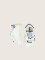 Baby Old School in white leather with denim-blue suede star - Image 3