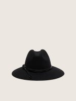 Black hat with leather strap