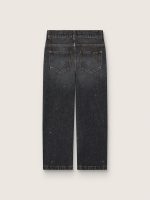 Boys' straight-leg jeans in gray cotton with spotted effect - Image 2