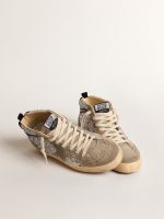 Mid Star in silver glitter with suede star and black flash - Image 2