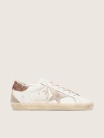 Women's Super-Star with a suede star and peach-pink glitter heel tab