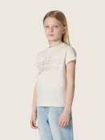 Journey girls' T-shirt in white cotton jersey with silver studs - Image 5