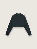 Women's cropped cotton sweatshirt with crystals on the front - Image 2