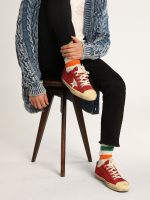 Men's V-Star in dark red suede with silver star and heel tab - Image 3