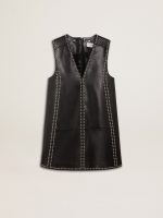 Women's black nappa leather dress with studs