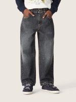 Boys' straight-leg jeans in gray cotton with spotted effect - Image 4