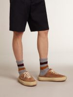 Men's Space-Star Sabots in tobacco suede with perforated star - Image 3