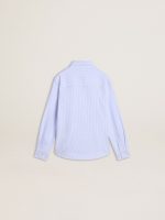 Boys' shirt in light blue and white striped cotton with embroidered logo - Image 6