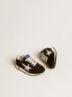 Junior Marathon in black nylon with printed star and leather heel tab - Image 2