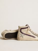 Slide with gray leather star and wine-colored glitter flash - Image 3