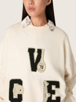 Star unisex cotton sweatshirt in vintage white with VCE embroidered patches - Image 4