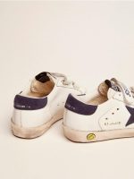 Old School Junior in white leather with blue suede star and heel tab - Image 4