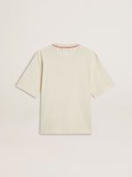 CNY worn-white sleeveless T-shirt with red embroidery - Image 2