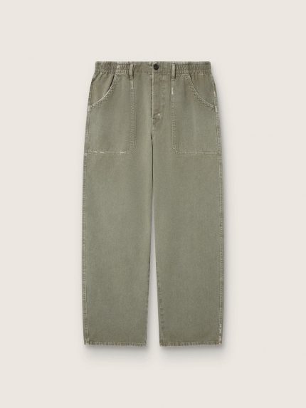 Men's cargo pants in smoky green cotton twill