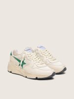Women's Running Sole in cream nylon and leather with green leather star - Image 2