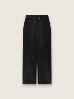 Women's pants in black cotton denim with a lived-in treatment - Image 2