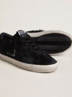 Women's Super-Star in black pony skin with black Swarovski crystals and black suede star - Image 3
