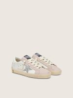 Junior Super-Star in white and powder-pink leather with silver glitter star - Image 2