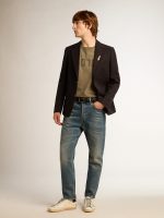 Men's olive green T-shirt with Golden lettering - Image 3