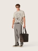 Men's T-shirt in gray melange jersey with vintage print - Image 3