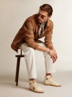 Men's Sky-Star in white nappa leather with dove-gray suede star - Image 3