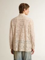 Oversized shirt in cream-colored see-through lace - Image 4