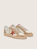 Women's Ball Star in cream leather with brick-red leather star and suede inserts - Image 2