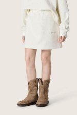 Journey girls' miniskirt in white cotton fleece with crystals and embroidery - Image 5