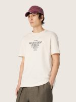 Men's white cotton T-shirt with print and logo - Image 5