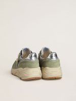 Men's Running Sole in sage-green nylon and suede with printed black star - Image 4