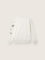 Journey unisex sweatshirt in white cotton blend with doodle print - Image 2
