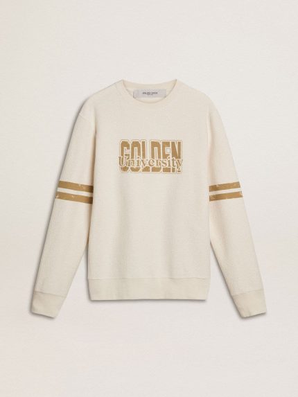 Men's white cotton sweatshirt with front print