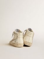 Slide with silver metallic leather star and leather flash with stars - Image 5