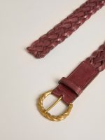 Women's burgundy woven leather belt - Image 2