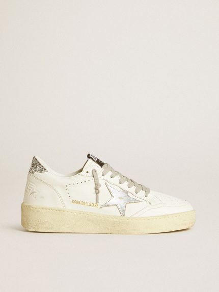 Women's Ball Star with silver leather star and silver glitter heel tab