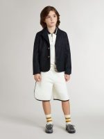 Kids white cotton polo sweatshirt with embroidery on the chest and print on the back - Image 3