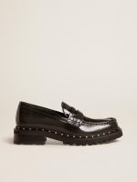 Women's chunky loafers in studded black leather