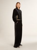 Velvet-effect black shirt with embroidery - Image 10