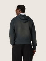 Unisex hooded sweatshirt in black cotton with a bleached effect - Image 6