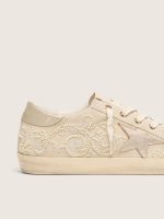 Women's Super-Star LTD in pearl suede with gold star and bead embroidery - Image 4